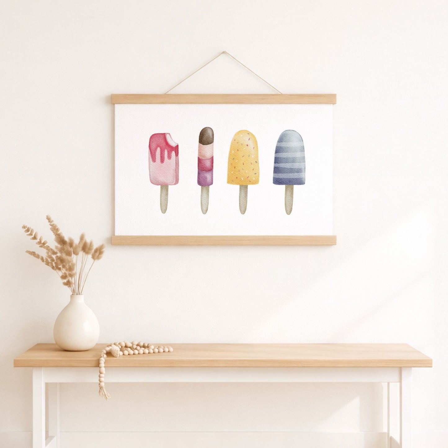 Eis am Stiel Poster mit Holzleisten für Kinderzimmer und Küche