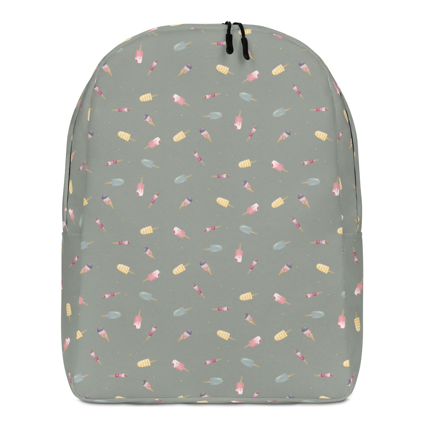 Eiscreme Rucksack mit handillustriertem Eismuster in Salbeigrün
