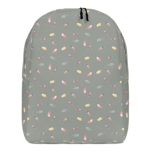 Eiscreme Rucksack mit handillustriertem Eismuster in Salbeigrün