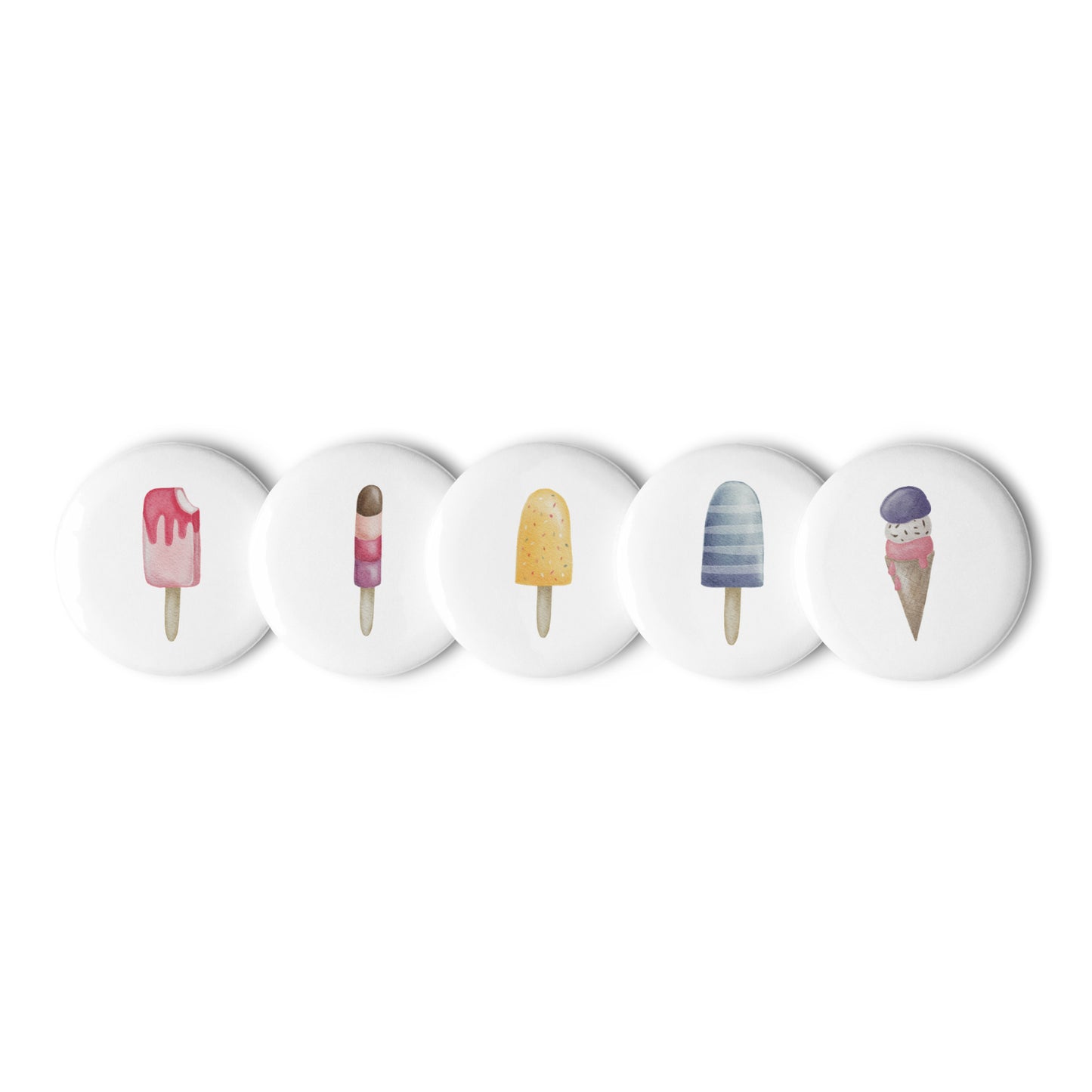 Handillustrierte Eiscreme Buttons im 5er Set von frifri
