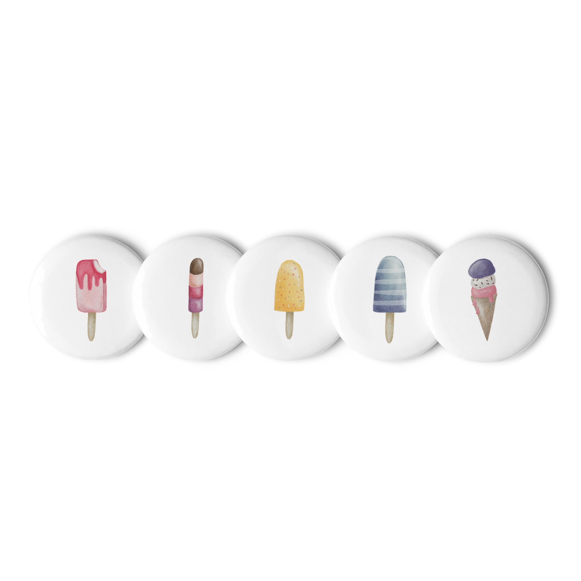 Handillustrierte Eiscreme Buttons im 5er Set von frifri