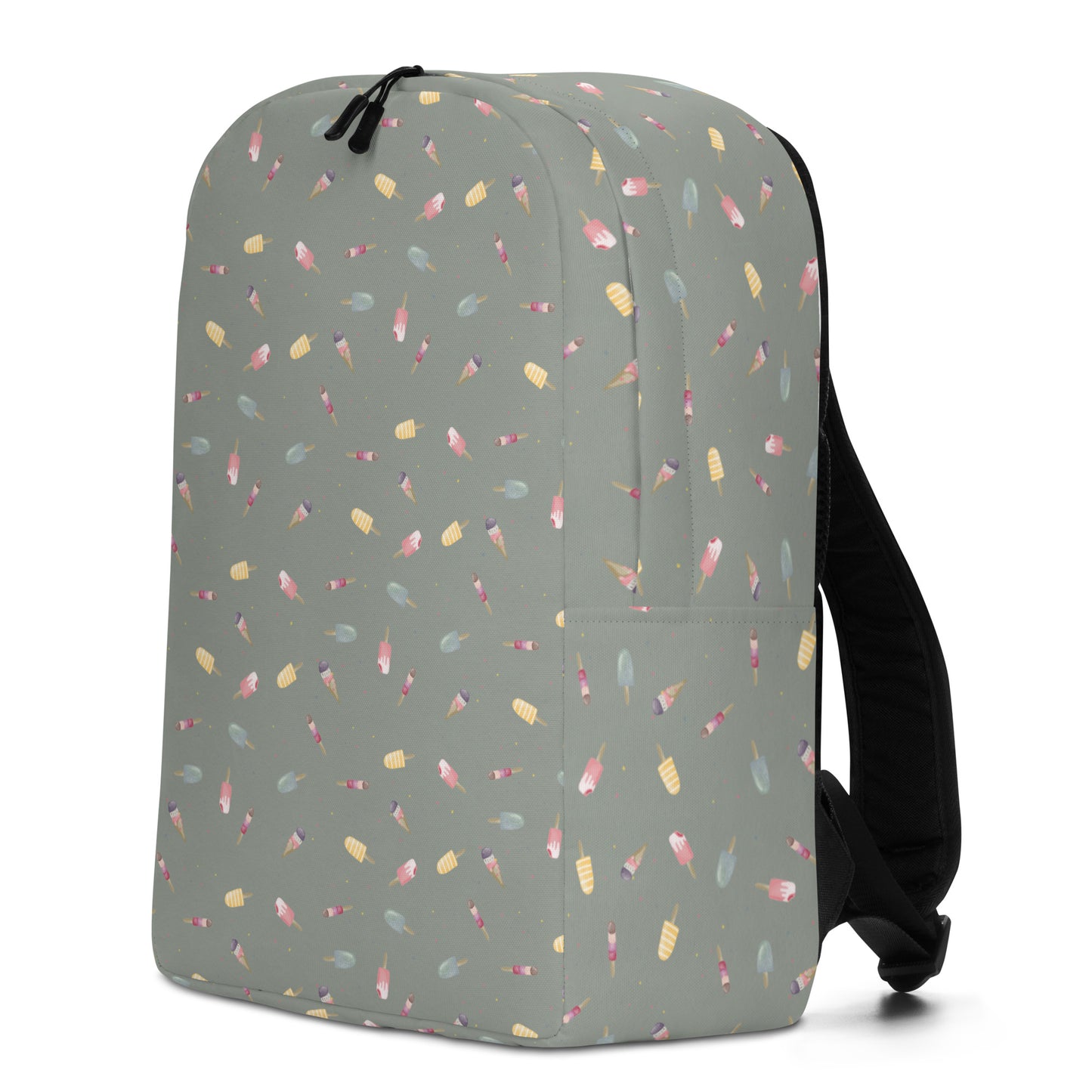 Minimalistischer Rucksack mit Eiscreme-Muster und seitlicher Ansicht