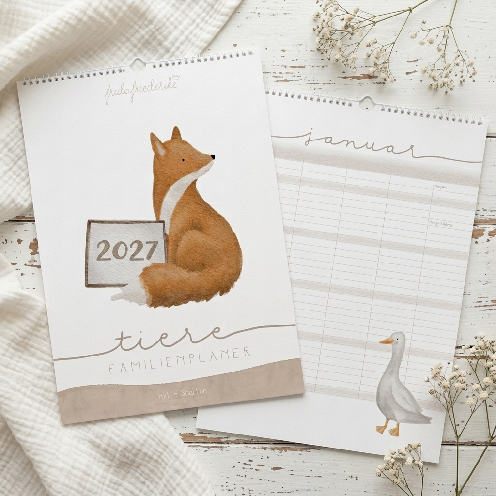 Familienplaner 2027 „Tiere“ – 3 oder 5 Spalten