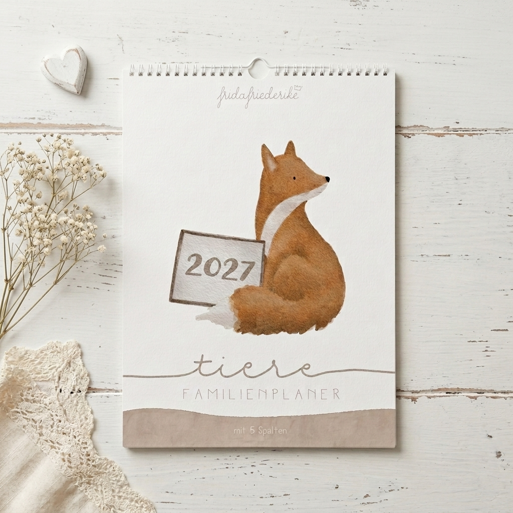 Familienplaner 2027 „Tiere“ – 3 oder 5 Spalten