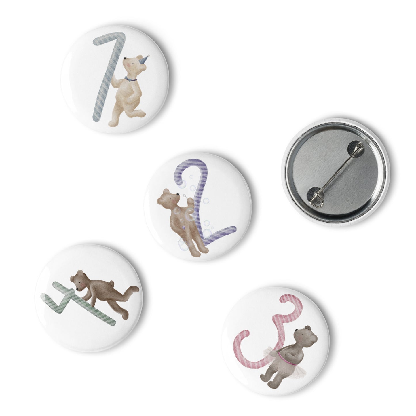 Button-Set Anstecker "Geburtstagsbären 1-5" (5 Stück) | Zahlenbären Geburtstagsbuttons
