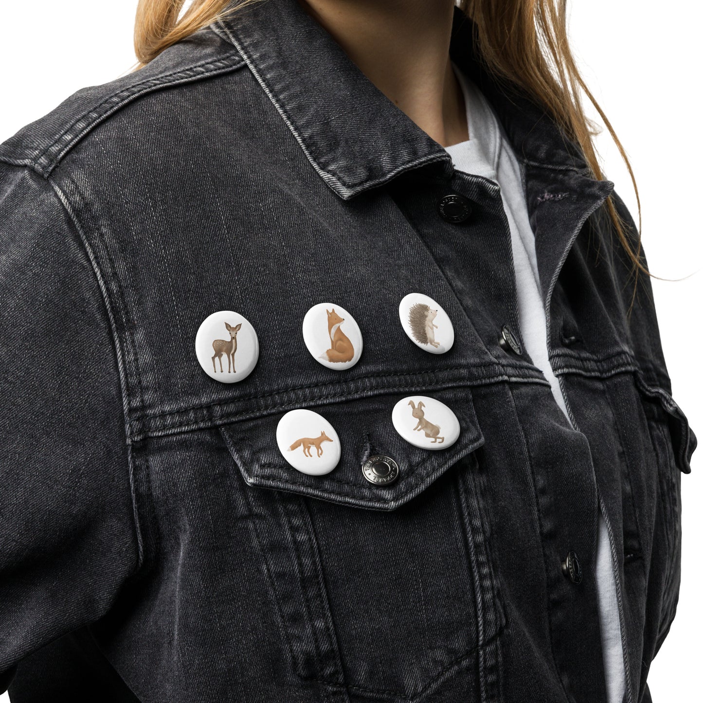Button-Set Anstecker "zauberhafte Waldtiere" (5 Stück)