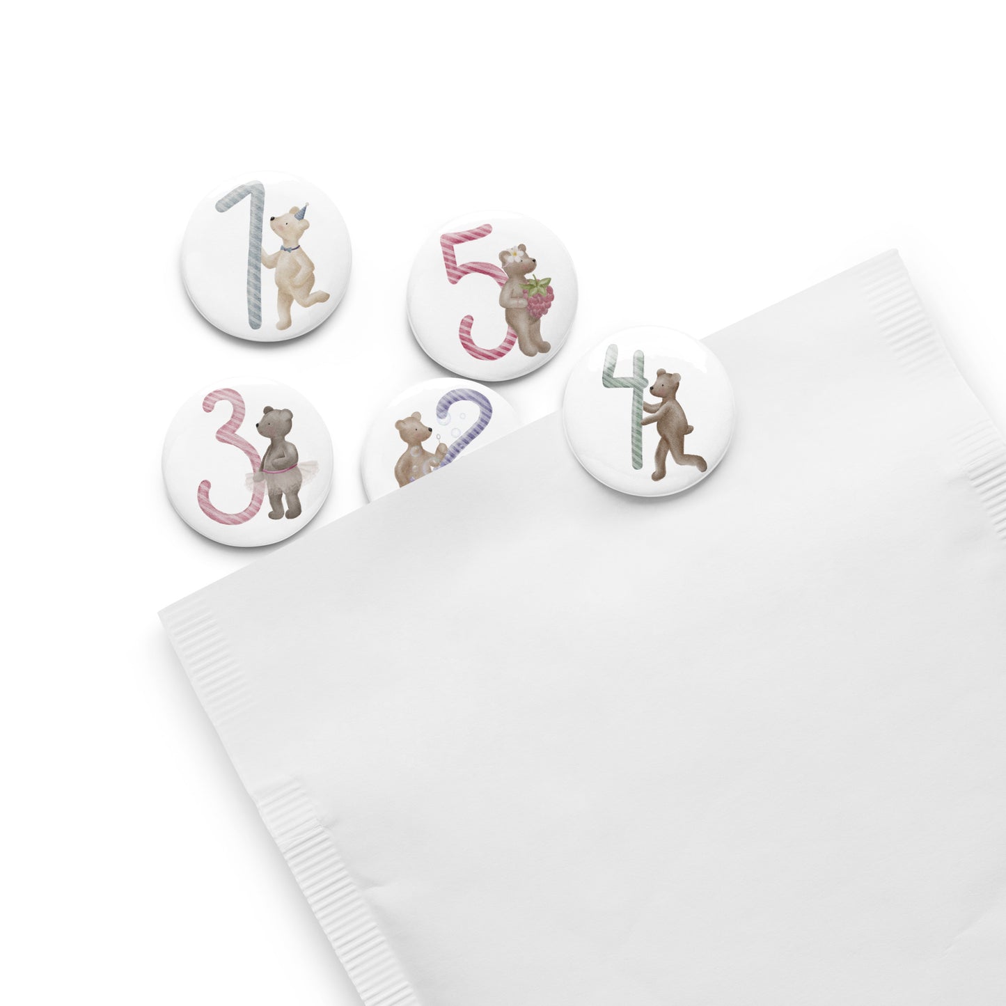 Button-Set Anstecker "Geburtstagsbären 1-5" (5 Stück) | Zahlenbären Geburtstagsbuttons