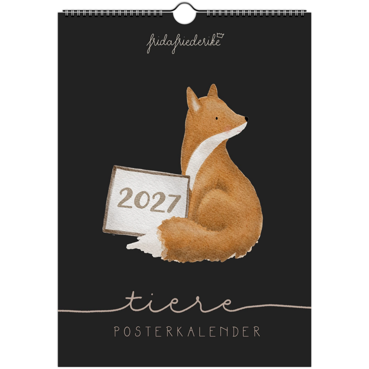 Handillustrierter Tierkalender 2027 im Format A4