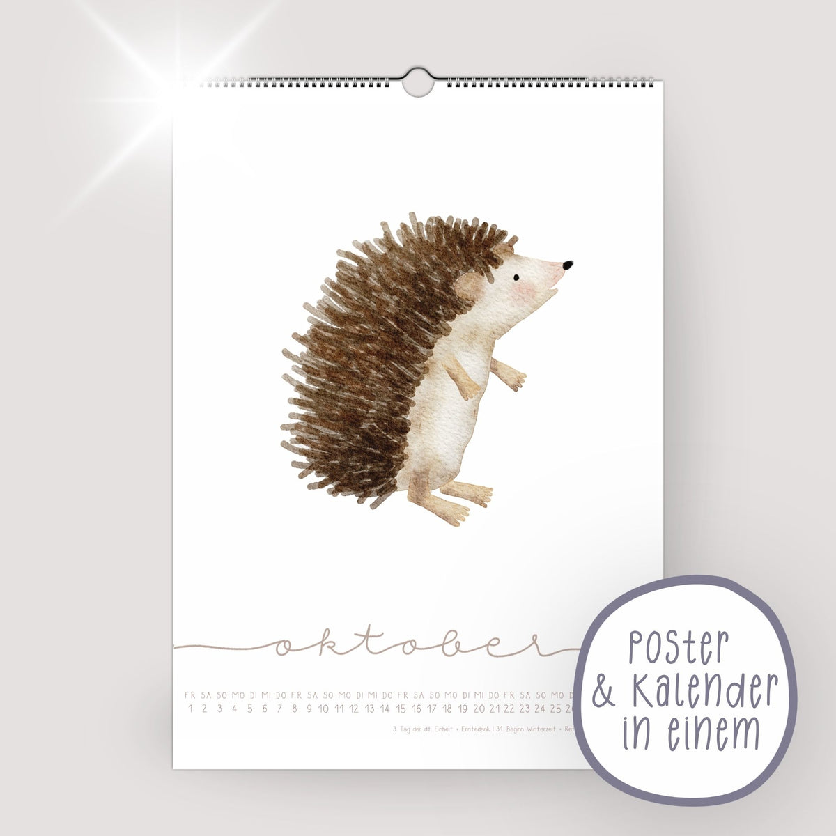 Herbstliches Tiermotiv im Wandkalender 2027 für Kinderzimmer und Familie